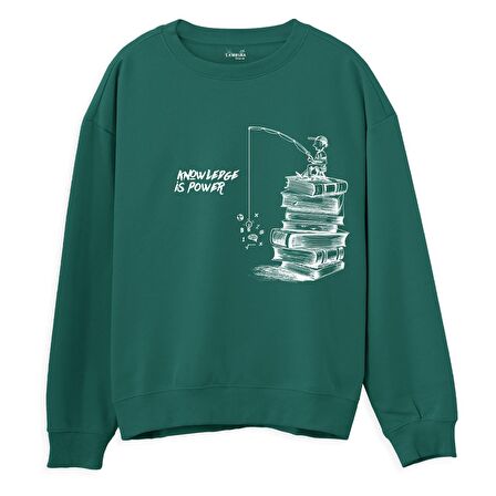 Knowledge  Baskılı Yeşil Sweatshirt