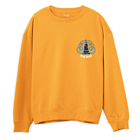 Ocean Voyage Baskılı Sweatshirt-Portakal