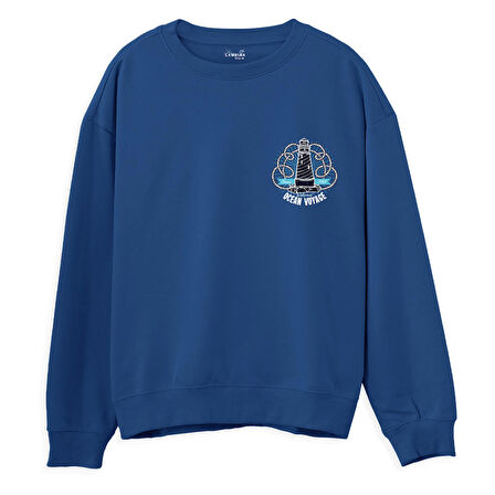 Ocean Voyage Baskılı Sweatshirt-Royal Mavi