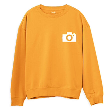 Photograph Baskılı Sweatshirt-Portakal