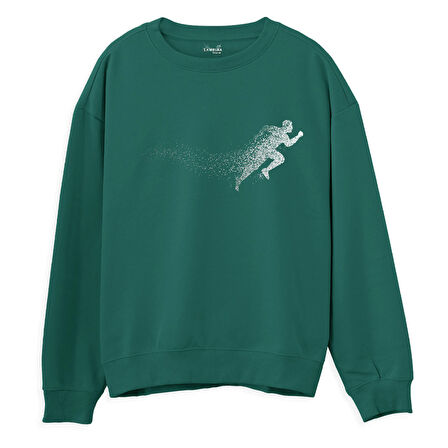 Run  Baskılı Yeşil Sweatshirt