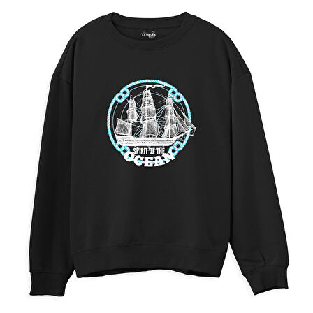 Sprit of the ocean  Baskılı Siyah Sweatshirt