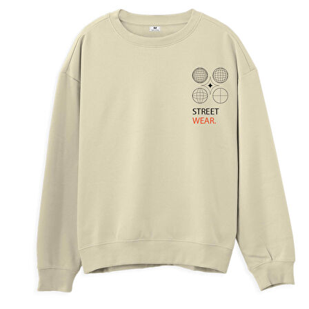 Street Wear  Baskılı Krem Sweatshirt