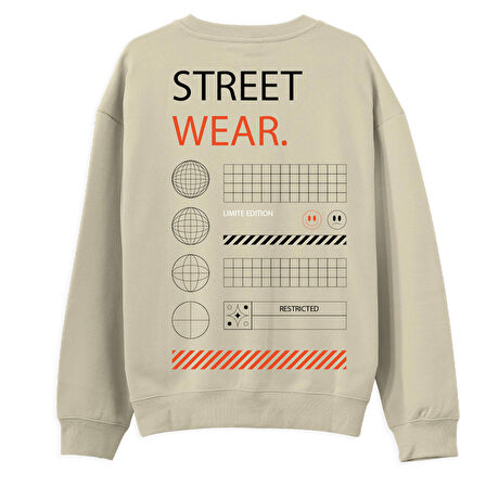 Street Wear  Baskılı Krem Sweatshirt