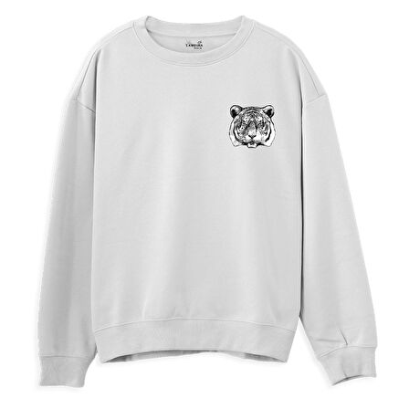 Tiger Baskılı Sweatshirt-Beyaz