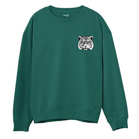 Tiger Baskılı Sweatshirt-Yeşil
