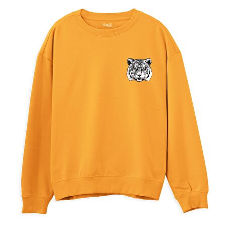 Tiger Baskılı Sweatshirt-Portakal