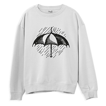 Umbrella  Baskılı Beyaz Sweatshirt