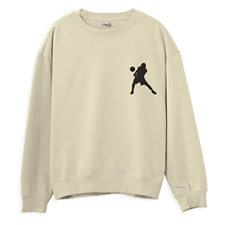 Volleyball1  Baskılı Krem Sweatshirt