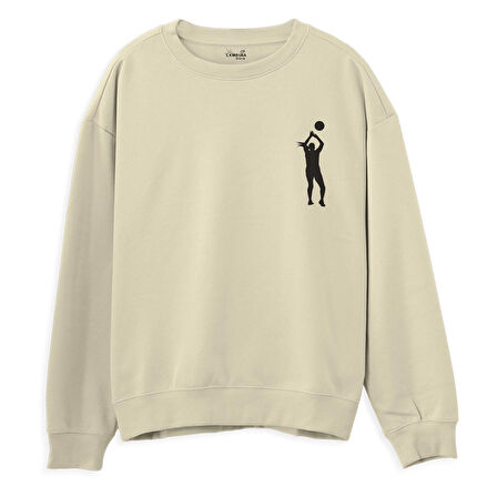 Volleyball2  Baskılı Krem Sweatshirt