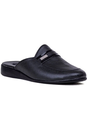 Erkek Siyah Armalı Damat Çeyiz Deri Ev Terlik