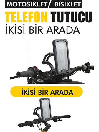Motosiklet ve Bisiklet ATV Scooter Gidon Ayarlanabilir Telefon Tutucu  360° Döner Başlıklı Su Geçirmez