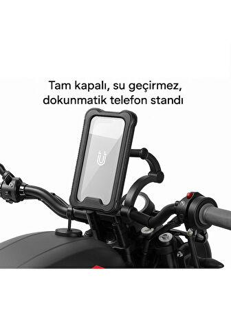 Motosiklet ve Bisiklet ATV Scooter Gidon Ayarlanabilir Telefon Tutucu  360° Döner Başlıklı Su Geçirmez