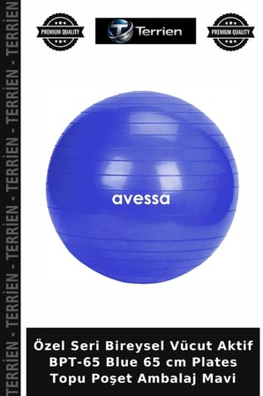 Özel Seri Bireysel Vücut Aktif BPT-65 Blue 65 cm Plates Topu Poşet Ambalaj Mavi