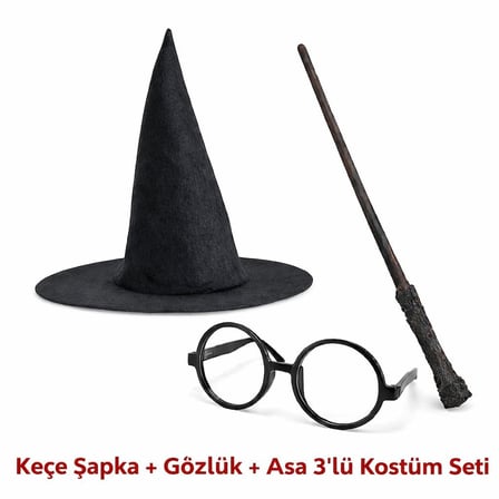 Premium Hayal Dünyası Sihirbaz Kostümü Kostüm Eğlencesi Harry Potter Tarzı Çocuk Seti