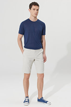 Slim Fit Dar Kesim Yan Cepli Armürlü Şort