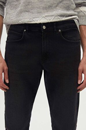 Slim Fit Antrasit Düz Jean Kot Beş Cepli Likralı Yıkamalı Denim Pantolon 6HCJ3ORT00102