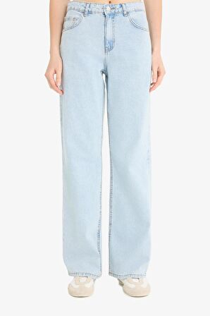 Straight Wide Yüksek Bel Düz Paça Uzun Jean Pantolon
