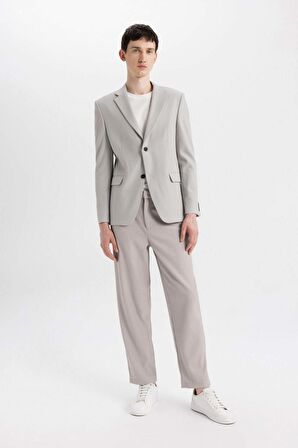 DeFacto Yazlık Kumaş Pantolon Tapered Fit Normal Kesim Düz Paça Her Yöne Esneyen B6584AX24SPGR207