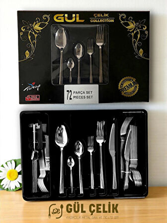 72 Parça 12 Kişilik Çatal Kaşık Seti Sade Model Kutulu 18/0 Kalite