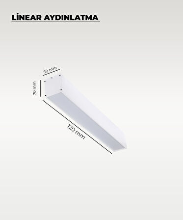 120 cm Beyaz Metal Kasa Lineer Aydınlatma 3200K (Sarı Işık)