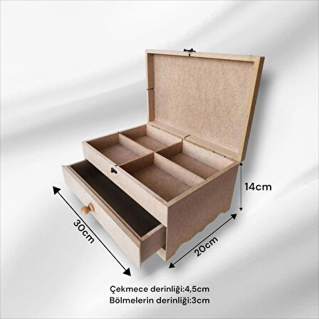 Ham Ahşap bölmeli-çekmeceli Çok Amaçlı Boyanabilir klipsli Organizer Kutu