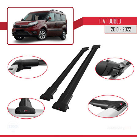 Fiat Doblo 2 2010-2022 Arası ile Uyumlu FLY Model Ara Atkı Tavan Barı Siyah 2 Adet