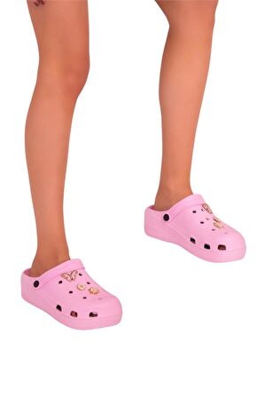 Yüksek Taban Aksesuarlı Kadın Sandalet PEMBE