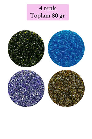 Dökme Cam Kum Boncuk (8/0) 3 mm - 4 Renk - Toplam 80 Gram - BNC425