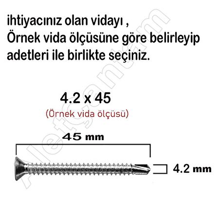 Matkap Uçlu Vida Akıllı Apex Vidası 4.2x45 - 100 Adet