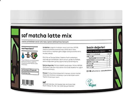 Saf Matcha Latte Mix 120 Gr