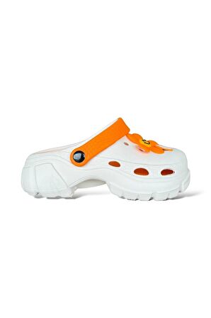 Yüksek Rahat Taban Kadın Sandalet KREM-TURUNCU