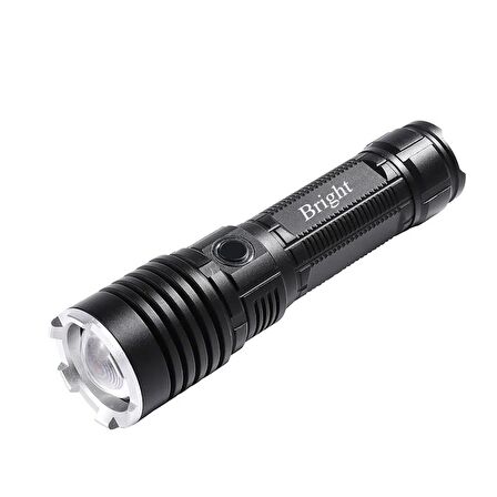 Bright GHT-5761 XP90 LED 3 Mod Zoomlu Yağmur Suyu Geçirmez Şarjlı El Feneri