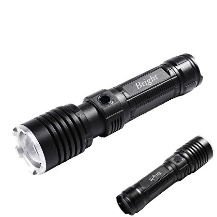 Bright GHT-5761 XP90 LED 3 Mod Zoomlu Yağmur Suyu Geçirmez Şarjlı El Feneri