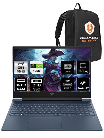 HP VİCTUS 16  i5-14500HX 96GB RAM 2TB SSD RTX4060/8GB 144Hz 16.1 FHD FDOS 9J260EA & PER4 ÇANTA