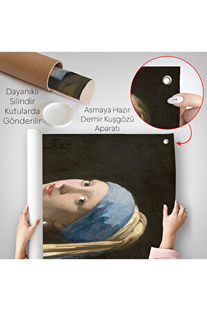 Johannes Vermeer - İnci Küpeli Kız Duvar Örtüsü - Girl with a Pearl Earring-7309
