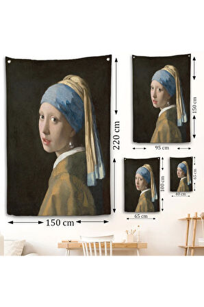Johannes Vermeer - İnci Küpeli Kız Duvar Örtüsü - Girl with a Pearl Earring-7309