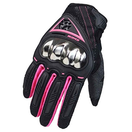 Scoyco MC44W  Yazlık Korumalı Kadın Motosiklet Eldiveni Siyah/Pembe