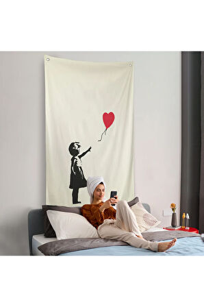Banksy - Balonlu Kız Duvar Örtüsü - Girl with Balloon-7310