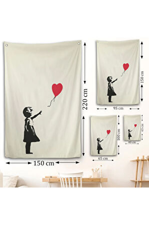 Banksy - Balonlu Kız Duvar Örtüsü - Girl with Balloon-7310