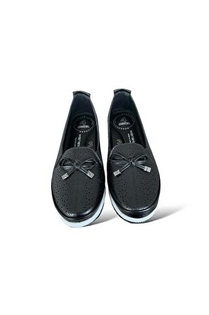 Ortopedik Hafif Rahat Taban Babet Ayakkabı SİYAH - BEYAZ