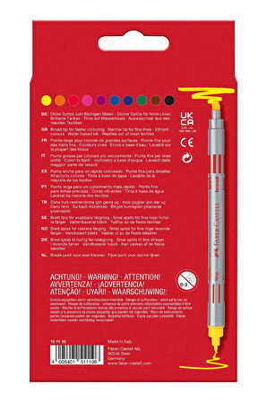 Faber Castell Çift Taraflı Keçeli Kalem 10 Renk