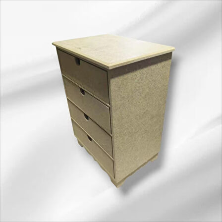 Ahşap Boyanabilir 4 Geniş Çekmeceli Takı-Makyaj Organizer Kutu