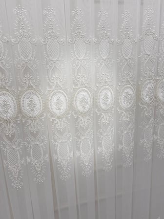 NİVEMESHOME HAZEL APLİK3 EKRU 1/3 PİLELİ BAMBU TÜL PERDE