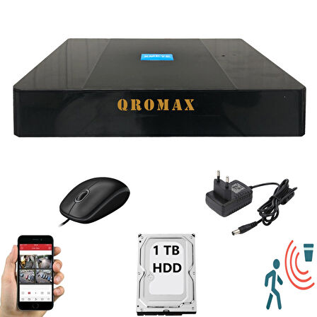 4 Kanal Dvr Kayıt Cihazı 1 TB HDD 1080P 5MP H265+ Kolay Cepten Izle Sabit Ip Istemez Xmeye 