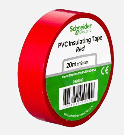 Schneider Kırmızı PVC İzole Bant 20mt*19mm 2420100