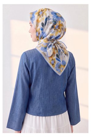 Soft Eşarp Fleur Mavi Lila