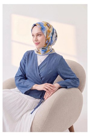 Soft Eşarp Fleur Mavi Lila