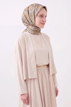 Soft Eşarp Paisley Gri