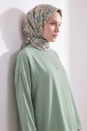 Soft Eşarp Paisley Mint Yeşili